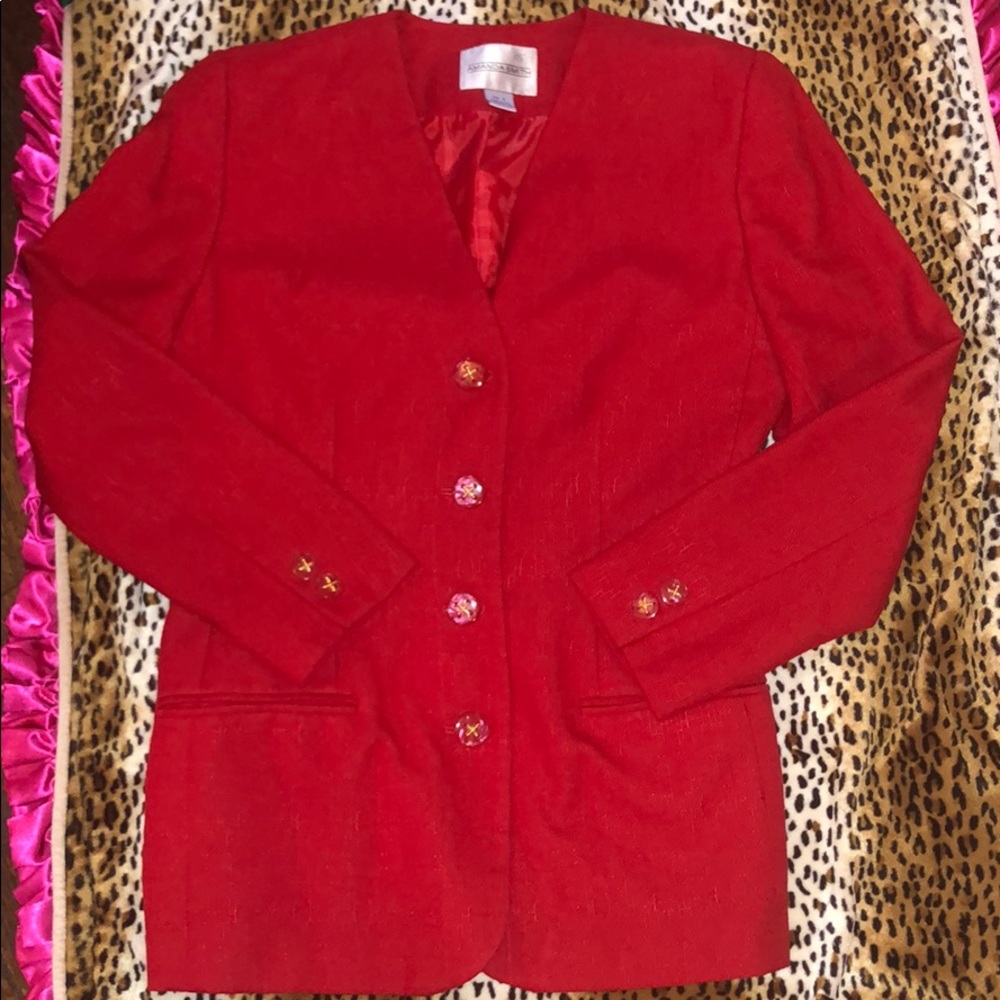 Vintage Amanda smith red blazer gold buttons